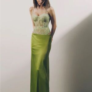 Perfect Corset Lace Bustier and Silk Skirt Set